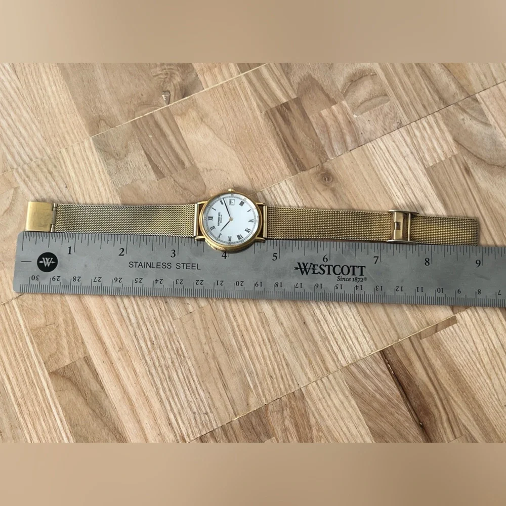 Raymond Weil 18K Gold Pl Luxury Watch White Dial Gold Case Gold-Tone Bracelet